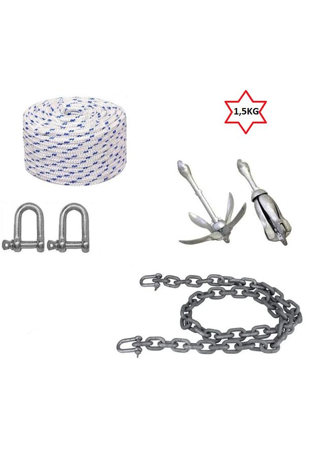 Tekne Ve Şişme Bot Için Hazır Şemsiye Çapa ,çıpa Seti 1,5kg - 1