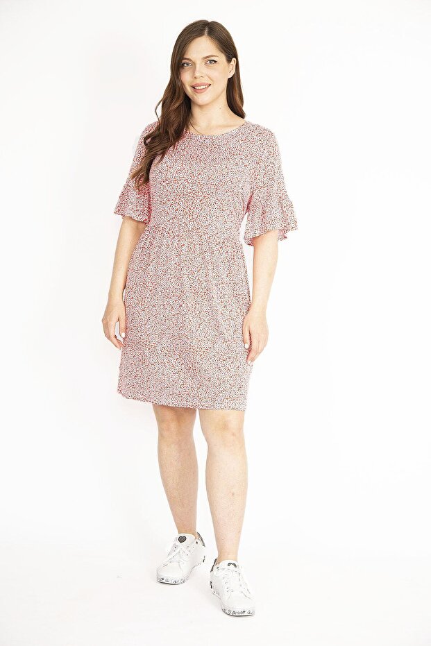 Dámské barevné velké šaty s volným rukávem a výstřihem 65n36411 - 1