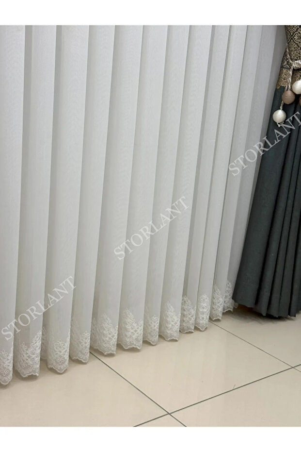 Embroidered Bamboo Skirt 1/3 Frequently Pleated No-Iron Tulle Curtain | Suitable for Every Room, Very Preferred