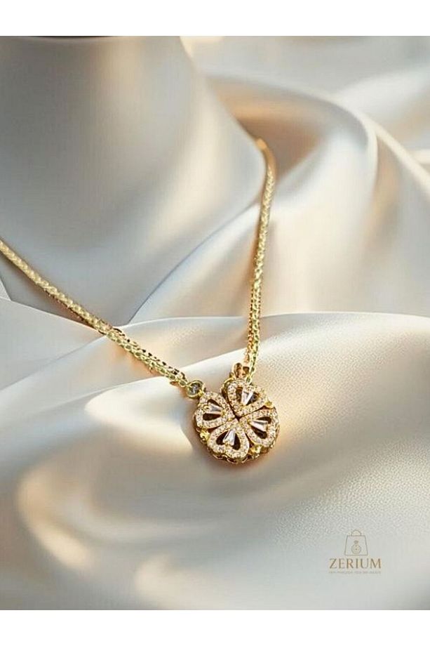 Gizli Kalplerin Sırrı – Mıknatıslı Açılır Çelik Yonca Kolye - 6