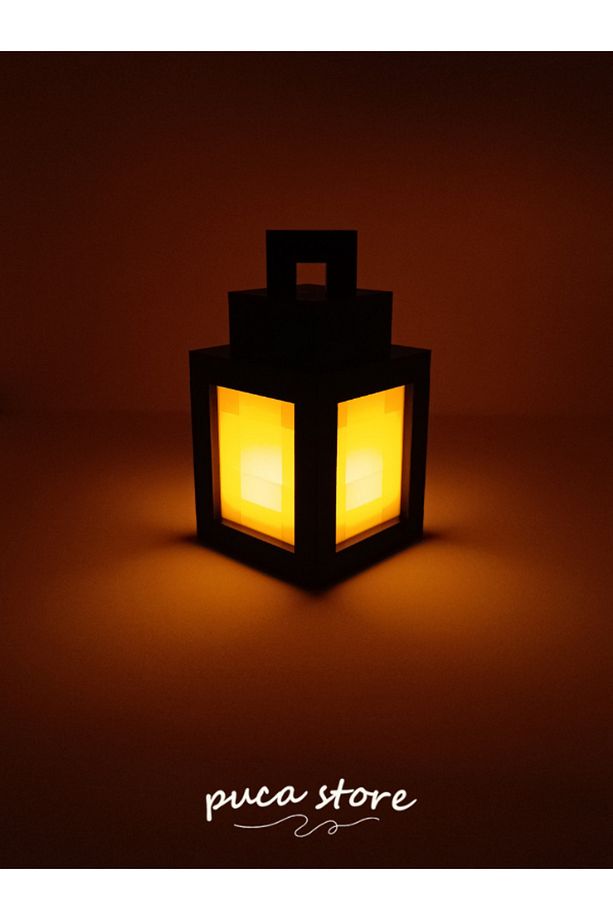 Minecraft Temalı Masa Lambası - Led Mum Hediyeli Gece Lambası Lantern 3d Baskı - 1
