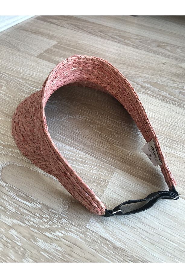 Kadın Rafya Vizör Şapka Hasır Rattan Vizör Şapka Sperlik - 2