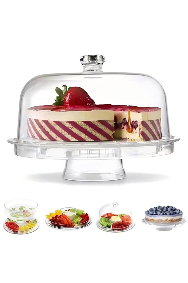 طبق تقديم الكيك والمعجنات والبسكويت 6 في 1، طبق معجنات، حامل كيك 30.7×30.7×16.5 سم - 2