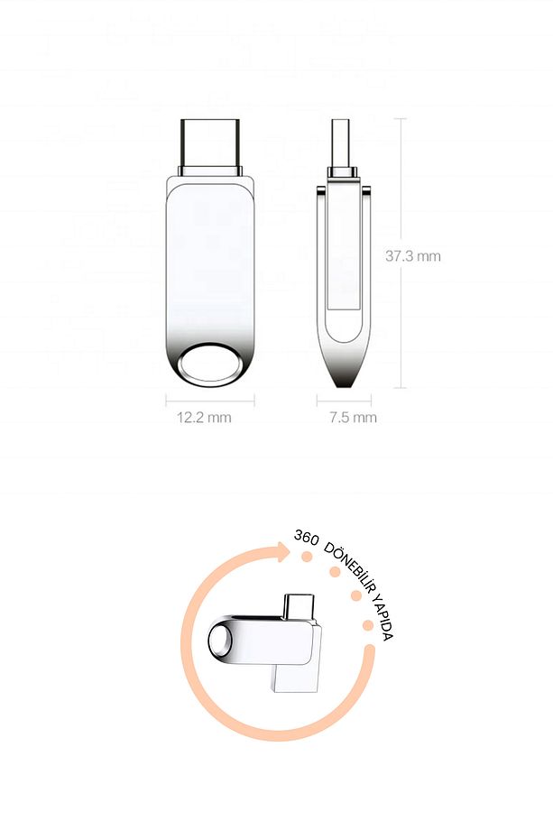 64 Gb Flash Bellek Usb 3.2 Ultra Dual Typec Otg Android Ios Pc Ve Cep Telefon Uyumlu Tak Çalıştır - 6