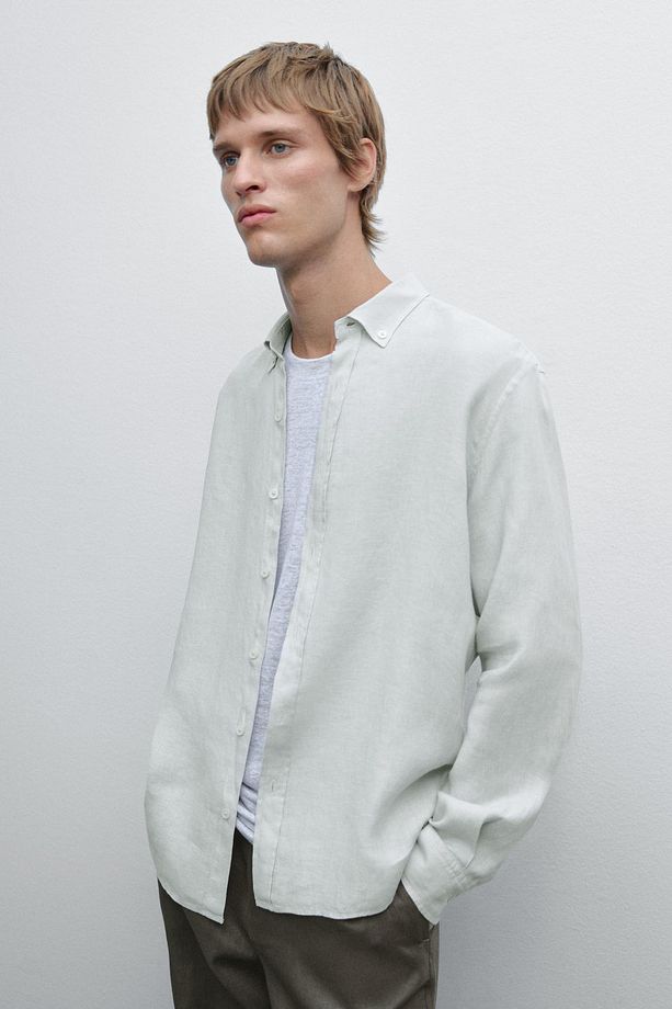 %100 keten regular fit gömlek - 2