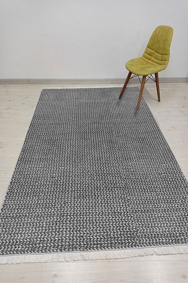 Makinede Yıkanabilir Leke Tutmaz Gri Asil Home Pamuk Taban Soft Kumaş Halı C2090-1soft - 1
