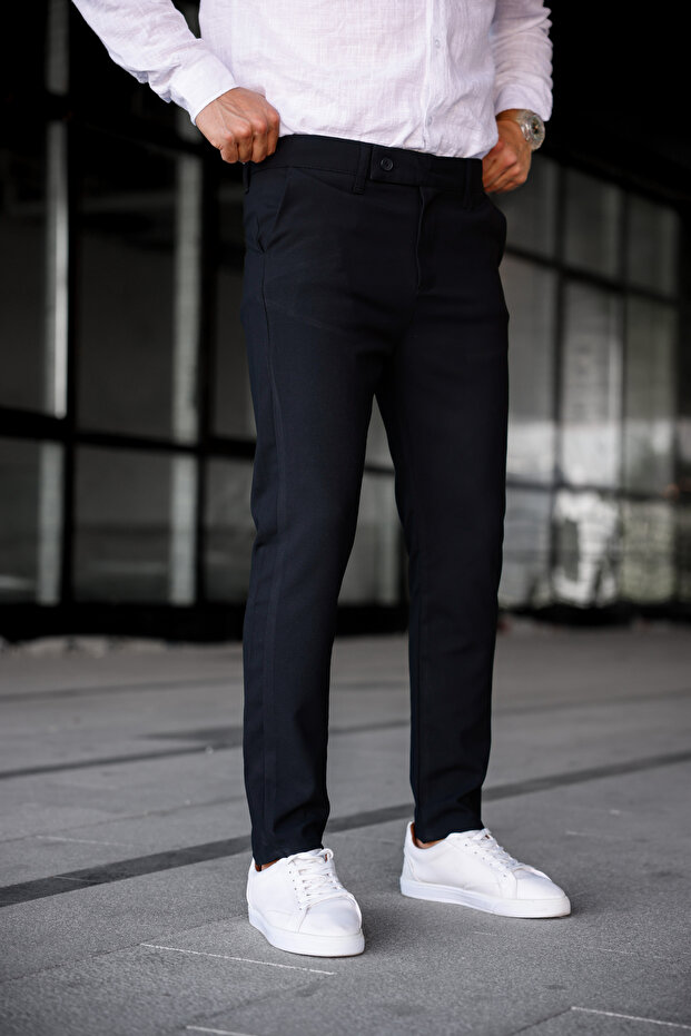 Men's Quality Stretchy Lycra Ankle Length Relaxed Fit Slim Fit Fabric Pants