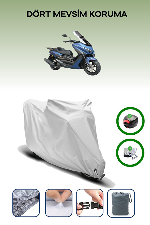 ARORA MAX-T REAR BAG LOCK COMPATIBLE WATERPROOF MOTORCYCLE TARPAULIN-GRAY