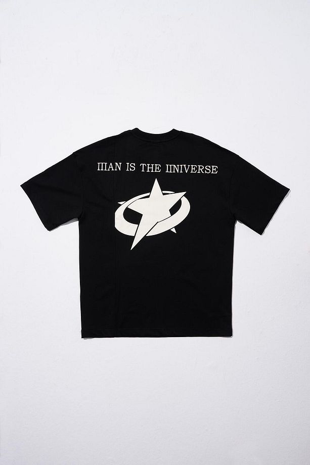 Erkek Ripped Technical Nakışlı Oversize Siyah Tişört - 8