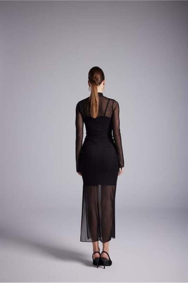 Kamille Elbise Siyah - 6