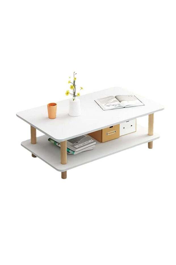 Two-tier coffee table, rectangular coffee table, coffee table with storage - 2