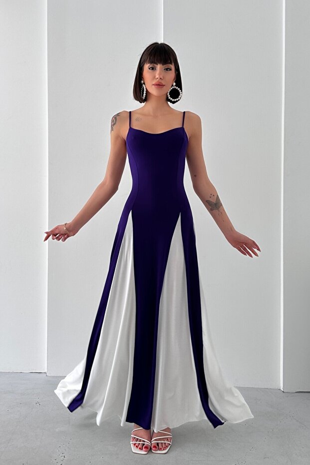 Partial Pattern Sandy Dress with String Straps - 1