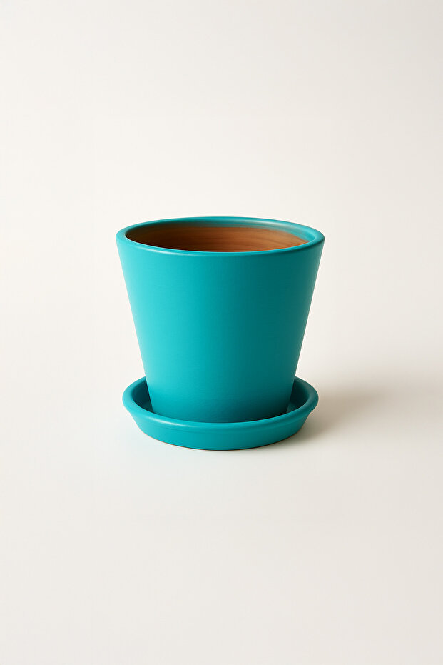 Tabaklı Mint Konik Çömlek Saksı 16x16 Cm - 2