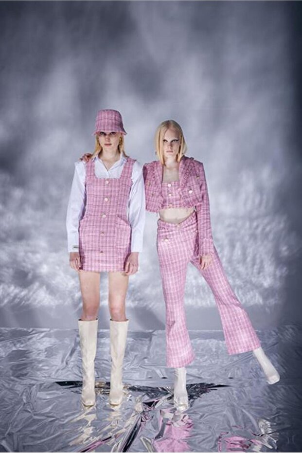 Tweed Pantolon Pembe - 3