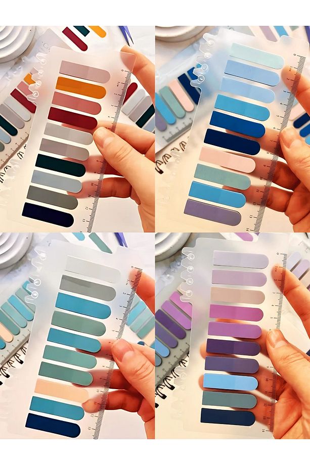 Pastel Tonlar 800 Yaprak Şeffaf Cetvelli Postit Not Kağıdı Seti 4 Adet set-2 - 1