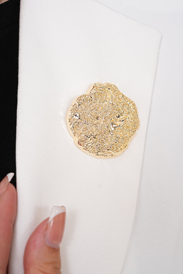 ALTIN BAROK OVAL DALGALI BROŞ - 2