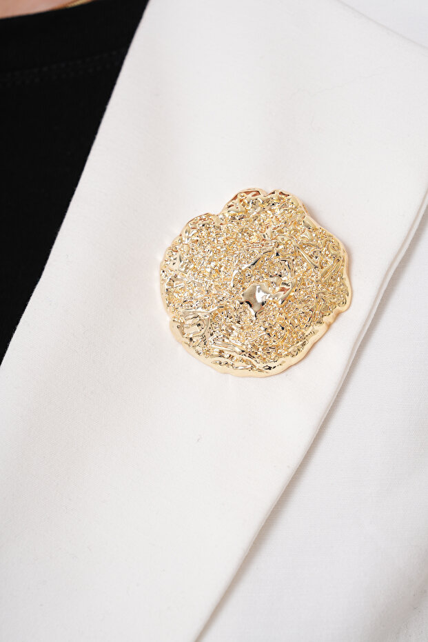 ALTIN BAROK OVAL DALGALI BROŞ - 1