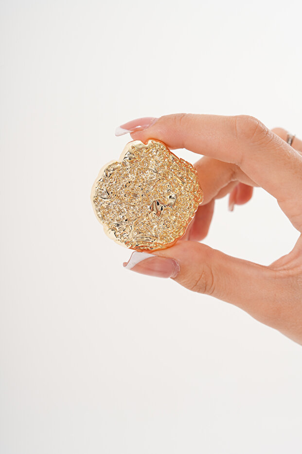 ALTIN BAROK OVAL DALGALI BROŞ - 5