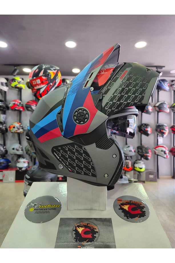 TOURMAX X SARABE MT GUN MET BMW COLORS Çeneden Açılır Kask - 1