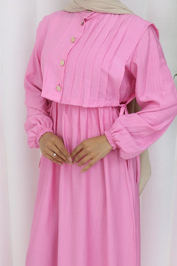 Takım Formlu Çilek Tesettür Elbise Pembe - 5