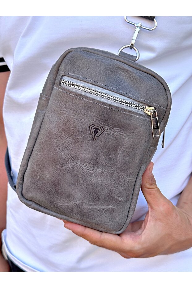 Genuine Leather - with Strap - Zippered - Crossbody Crossbody Bag 1008