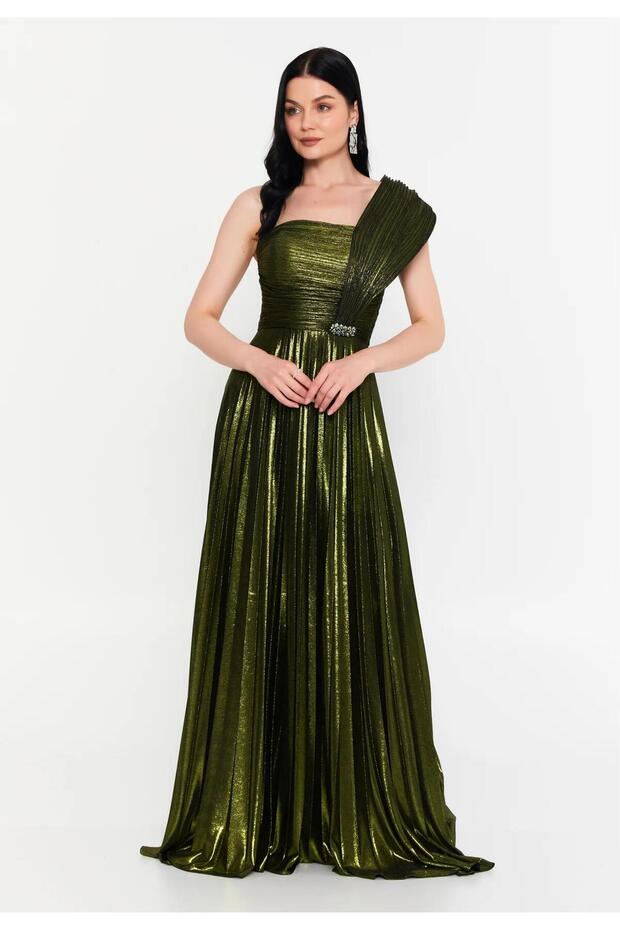 6015SIM SİMLİ LAME ELBİSE - 1