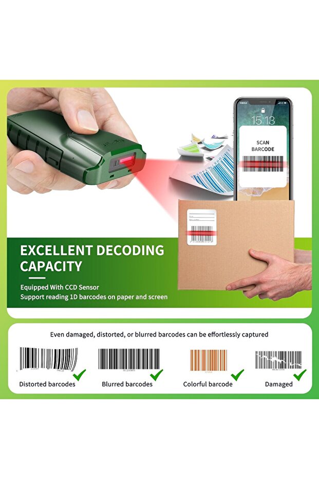 Bluetooth Barcode Scanner, 3-in-1 CCD Reader (1D - E740) - 4