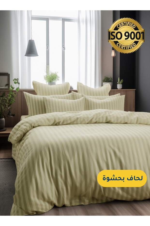 طقم لحاف فندقي من الألياف الدقيقة، 5 قطع، مقاس مفرد، يناسب سريرًا بمقاس 120×200 سم، مع حشوة لحاف متضمنة