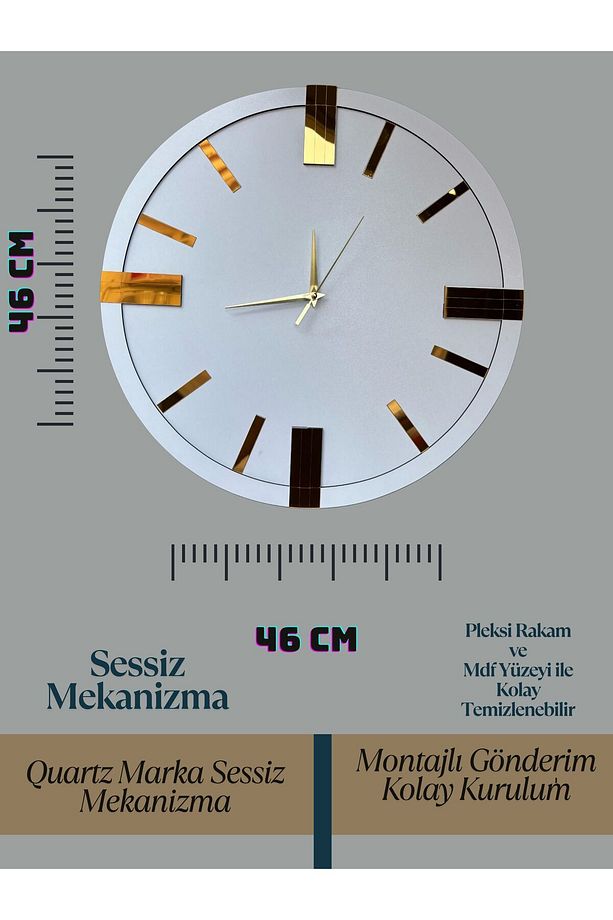 Dekoratif Ahşap Duvar Saati Lüks Duvar Dekoru Sessiz Mekanizma Modern Saat Ahşap Saat Wall Clock - 3