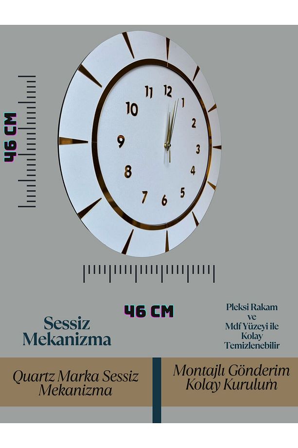 Dekoratif Ahşap Duvar Saati Lüks Duvar Dekoru Sessiz Mekanizma Modern Saat Ahşap Saat Wall Clock - 3
