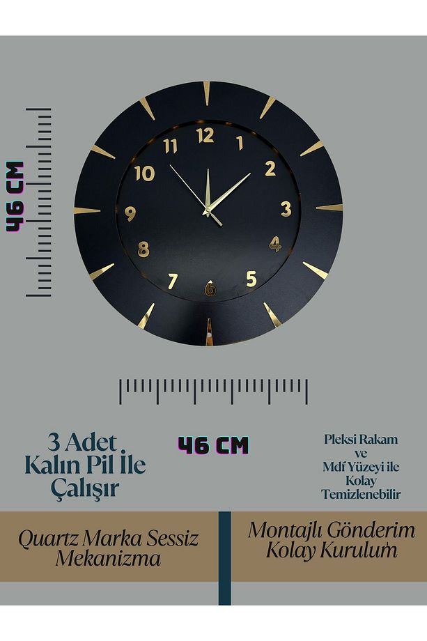 IŞIKLI MDL Dekoratif Ahşap Duvar Saati Lüks Duvar Dekoru Sessiz Mekanizma Modern Saat Ahşap Saat - 3