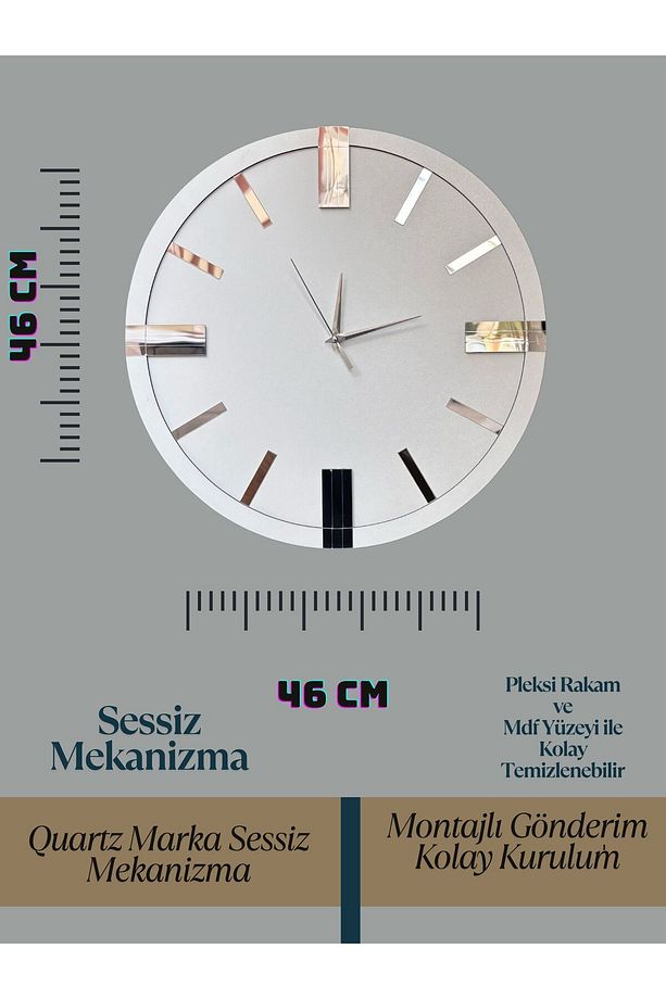 Dekoratif Ahşap Duvar Saati Lüks Duvar Dekoru Sessiz Mekanizma Modern Saat Ahşap Saat Wall Clock - 3