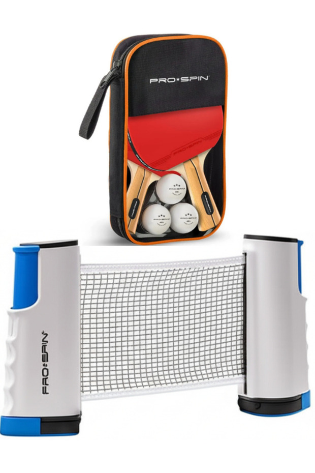 طقم تنس طاولة مع حقيبة + شبكة تنس طاولة + 3 كرات محمولة 170 سم متوافقة مع جميع الطاولات - 1