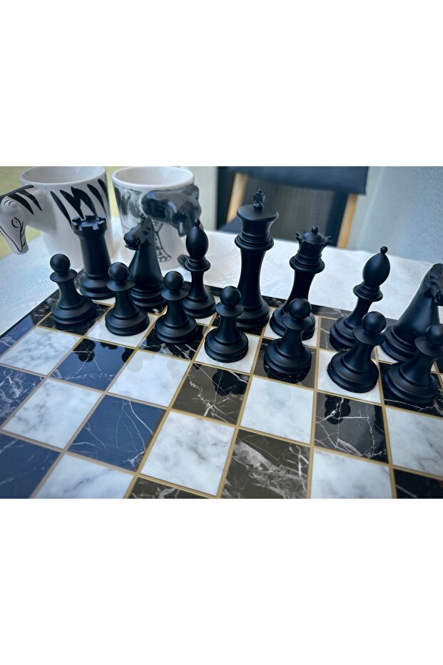 مجموعة الشطرنج الفاخرة الطاولة السوداء - 4