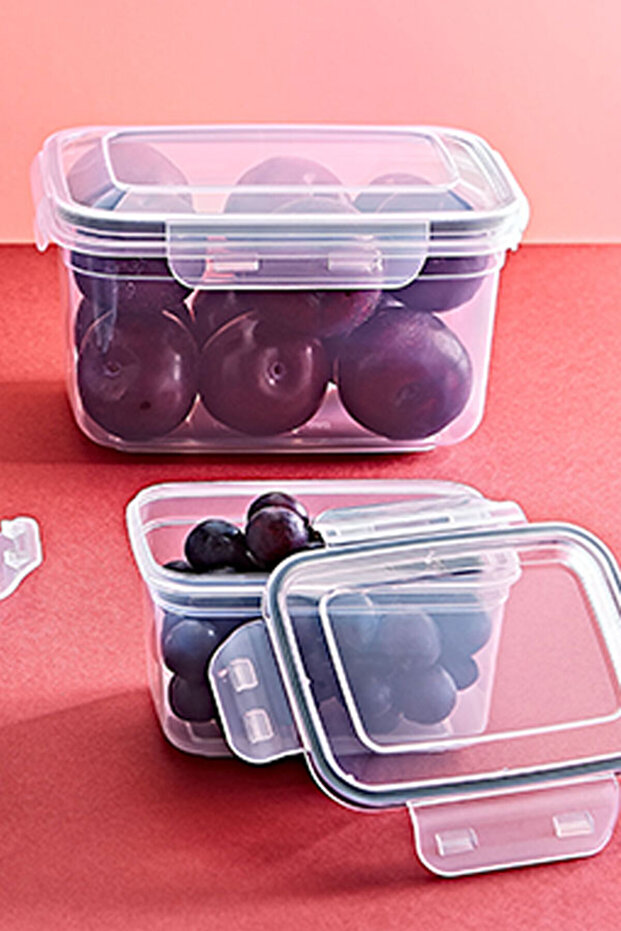Set of 2 Rectangular Deep Storage Containers with Seals 550Ml-1000Ml Bpa Free - 1