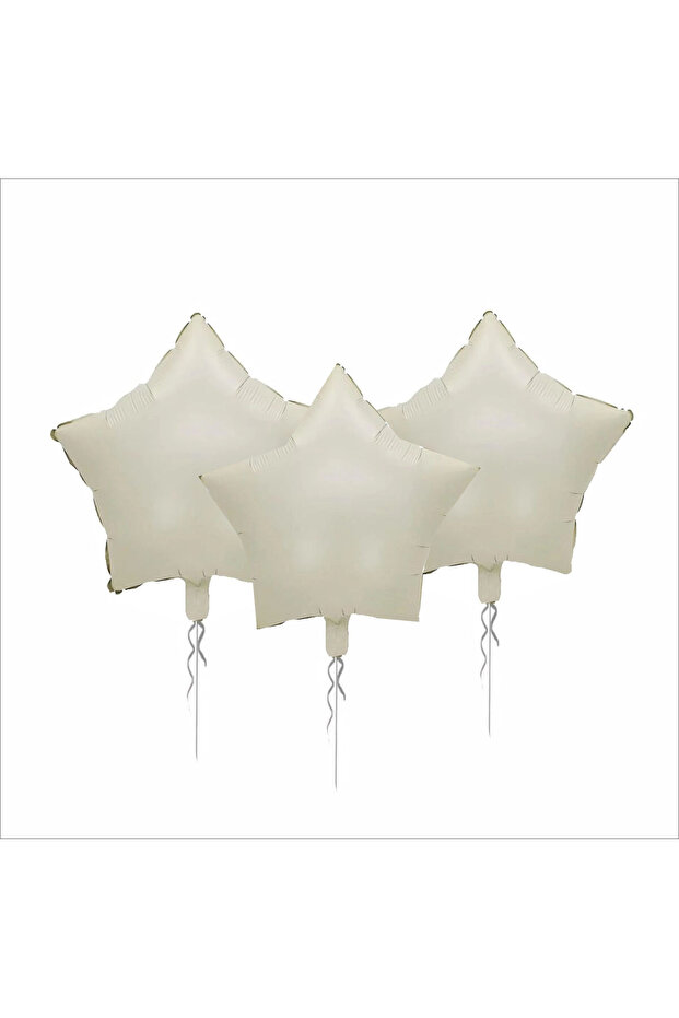 3 Pieces Star Foil Balloon Cream 18 Inc