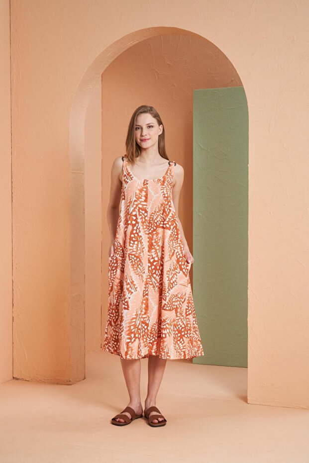 Kadın Turuncu Elbise 27137 - 1