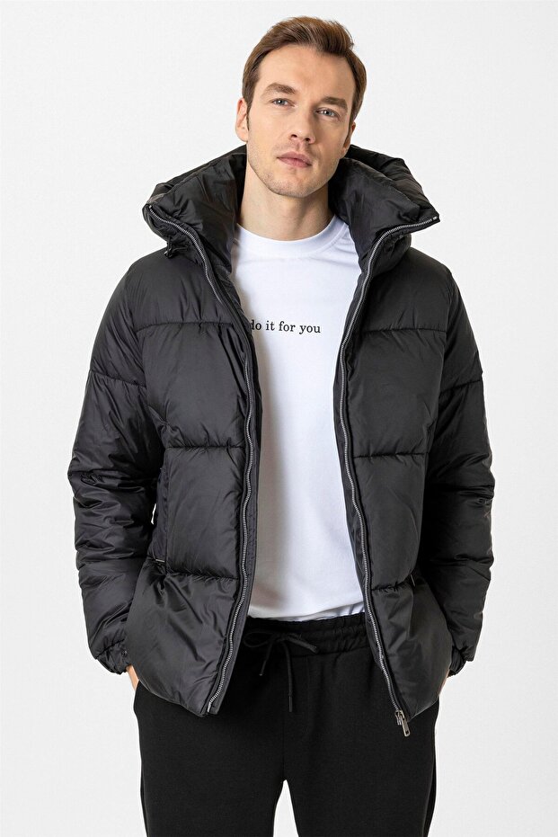 Slim Fit Kapüşonlu Dolum Mont - 2