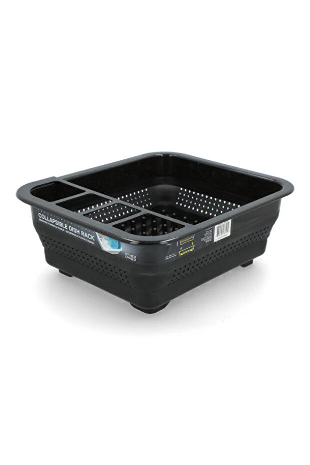 رف أطباق مستطيل متين قابل للطي باللون الأسود - 4