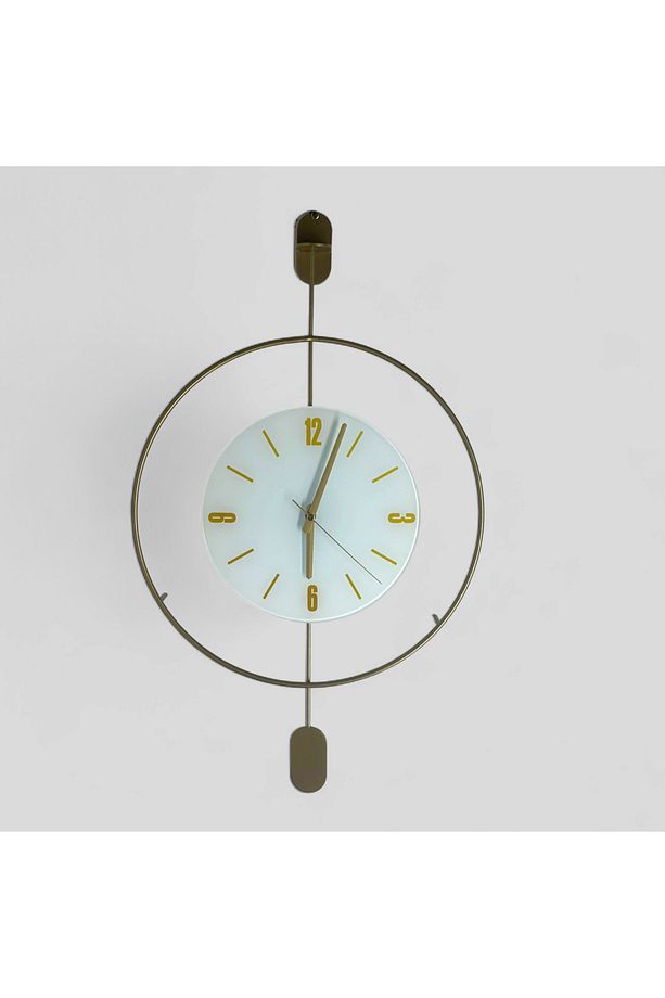 Modern Minimal Çember Tasarımlı Dekoratif Duvar Saati – Gold Detaylı - 1