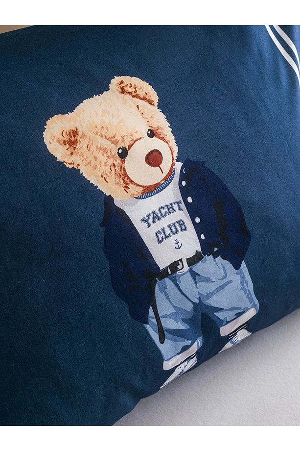 LCW HOME Lacivert Ayı Teddy Baskılı Çİft Kişilik Pike Seti - 4
