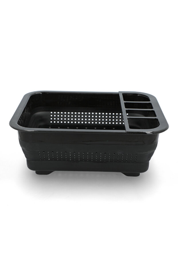 رف أطباق مستطيل متين قابل للطي باللون الأسود - 6