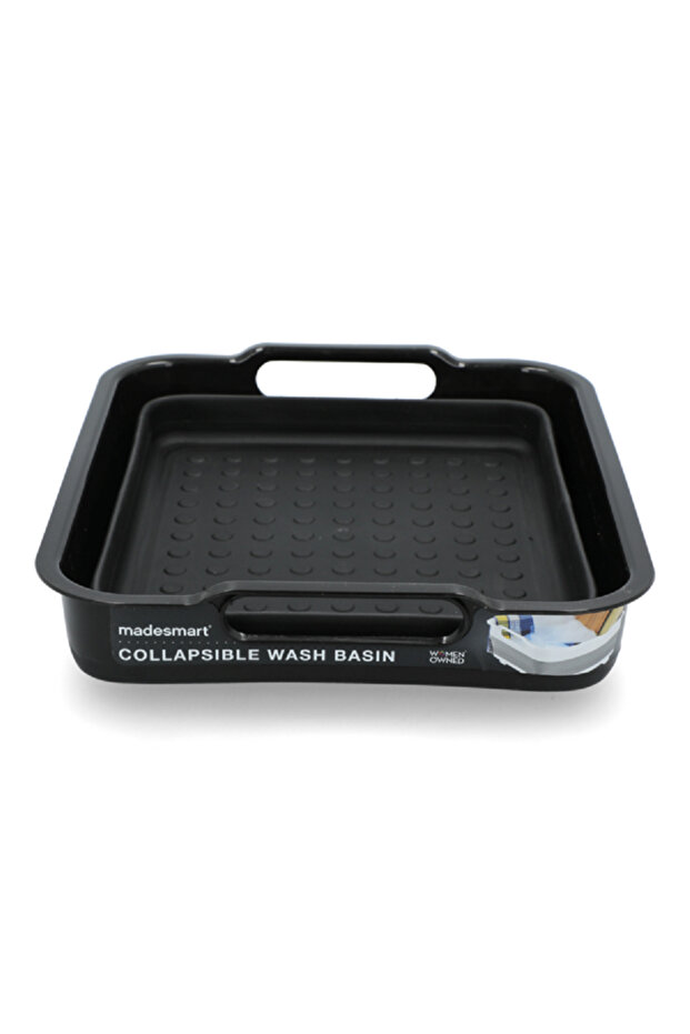 Collapsible Rectangular Wash Basin with Handle Black - 1