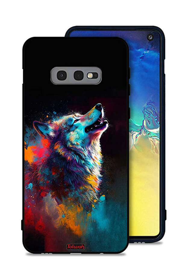 غطاء حماية لهاتف Samsung Galaxy S10e بتصميم ذئب ملون