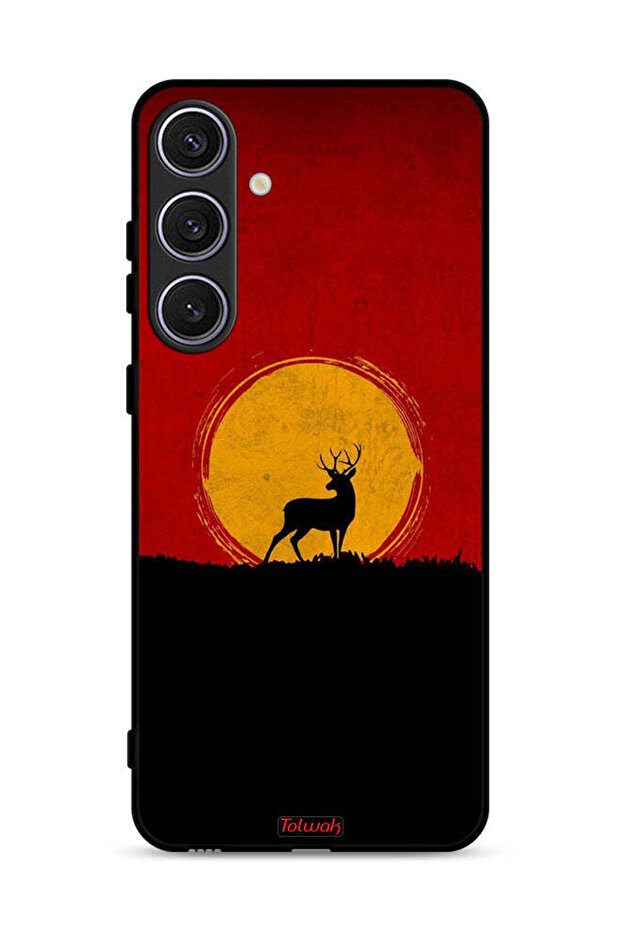 غطاء حماية لهاتف Samsung Galaxy S24 Plus 5G بتصميم غزال وقمر