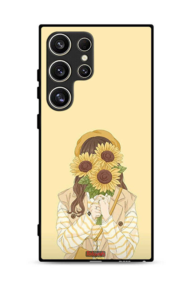 Samsung Galaxy S24 Ultra 5G Protective Case Cover Hide Face With Sunflowers