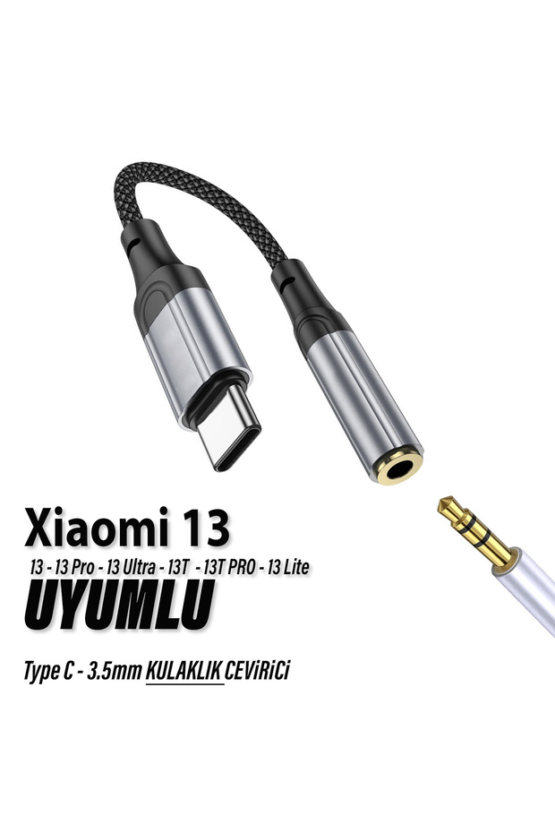 Mi 13 - 13 Pro - 13t - 13t Pro - 13 Lite 13 Ultra Compatible Headphone Converter Type C Aux Converter