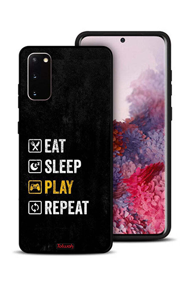 غطاء حماية لهاتف Samsung Galaxy S20، تناول الطعام، النوم، اللعب، التكرار