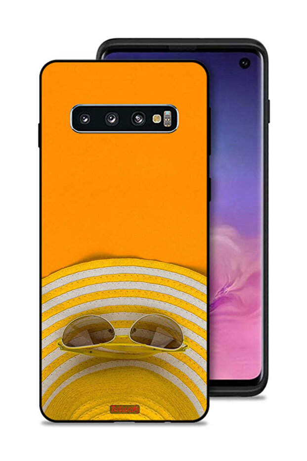 غطاء حماية لهاتف Samsung Galaxy S10 مع قبعة ونظارات
