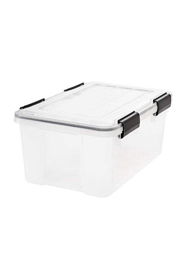 Rectangular Storage Tote Box Clear and Black 19 Quart - 1
